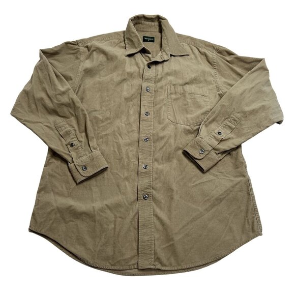 Bossini Corduroy Long Sleeve Button Up Shirt in Tan - Picture 1 of 3